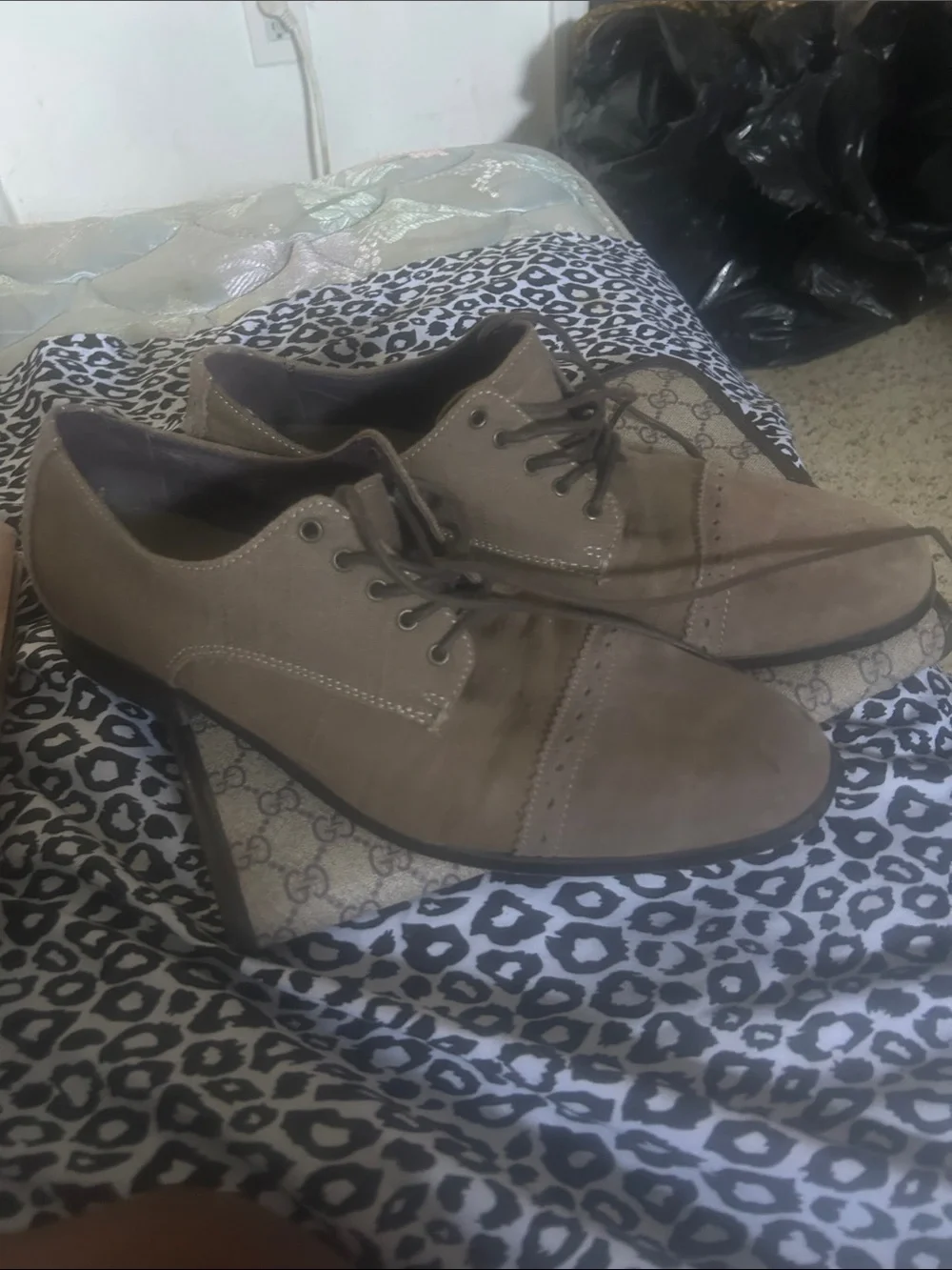 Penguin men Taupe Suede Lace-Up Dress Shoes